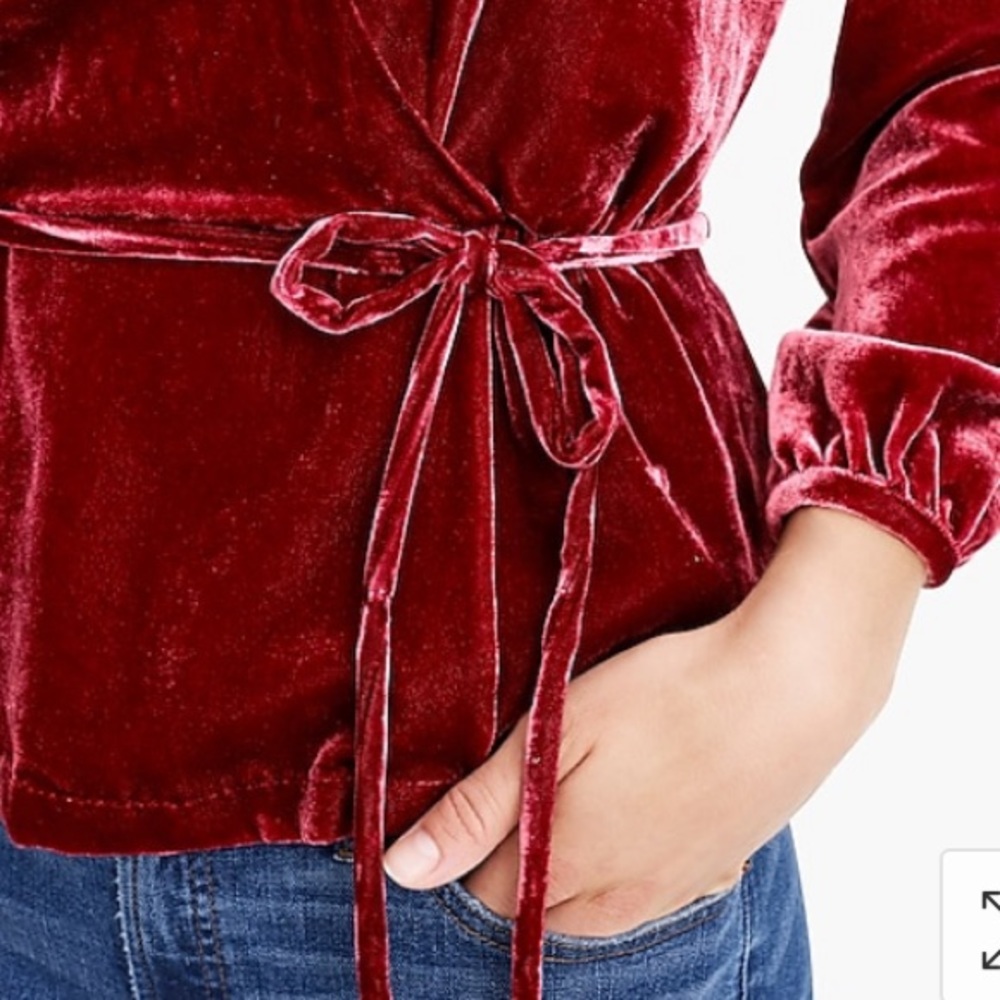NWT J Crew velvet drape top with tie size 0 - Picture 3 of 4